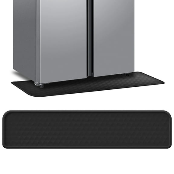 Washing Machine Spill Mat, Black Silicone Fridge Mats Liners, Washable Fridge Water Dispenser Drip Mat, Non-Slip Thin Rectangle, Ideal for Kitchen Appliance Protection