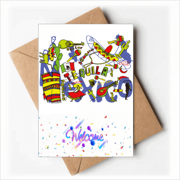 Sombrero Guitar Chili Mexico Elment Welcome Back Greeting Cards Envelopes Blank