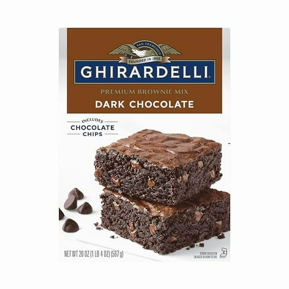 1x Ghirardelli Dark Chocolate Premium Brownie Mix, Includes Chocolate Chips, 20 oz Box