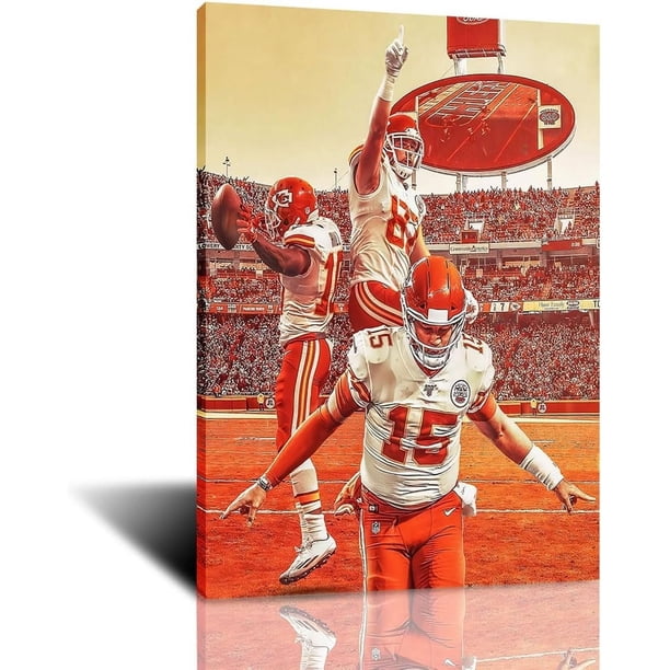 Pósteres de fútbol americano de Patrick Mahomes, lienzo para pared, imagen de atrapasueños, regalo para decoración de pared de habitación de niños, sin marco: 18 x 12 pulgadas (45 x 30 cm)