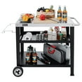 thumbnail image 4 of Movable 3-Shelf Grill Cart with Wheels, 33.5" L x 20" W Stainless Steel Tabletop, Multifunctional Dining Table for Pizza Oven, Food Prep, Outdoor Garden BBQ Trolley, PC-AMZ-3404S,, 4 of 6