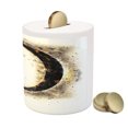 thumbnail image 3 of Letter D Piggy Bank, Evil Blazing Uppercase D in Big Fonts Heat Typography Vintage Horror Design, Ceramic Coin Bank Money Box for Cash Saving, 3.6" X 3.2", Tan Black Yellow, by Ambesonne, 3 of 4