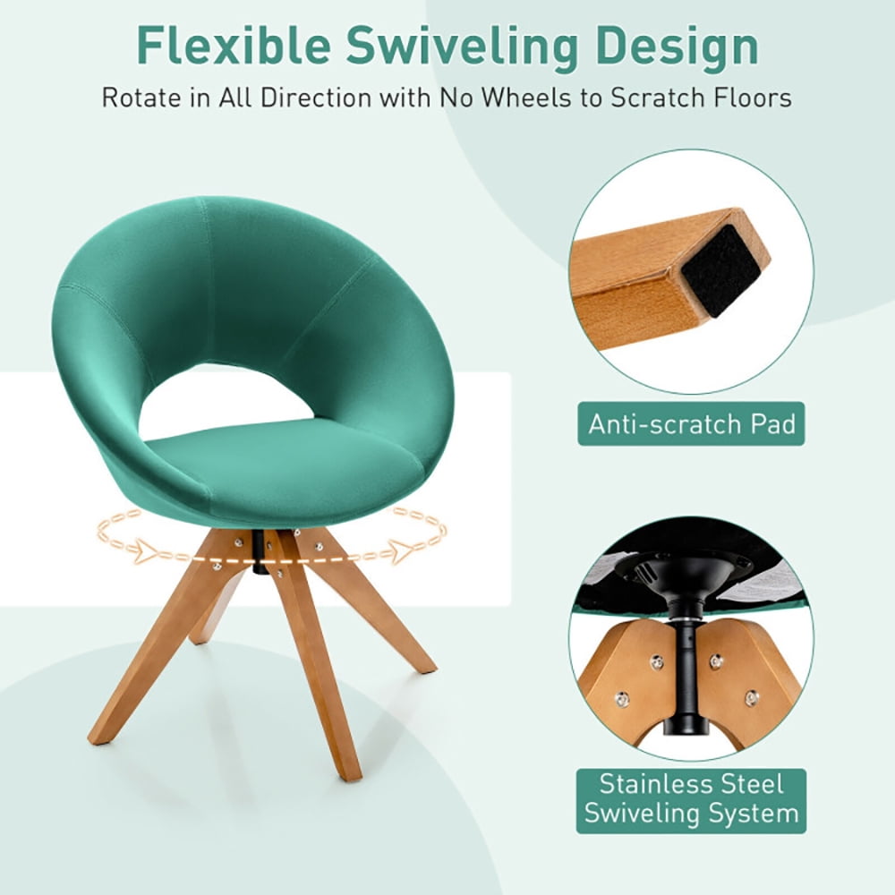 Finihen Swivel Accent Chair, Swivel Chair with Oversized Upholstered Seat, for Home, Office, Green