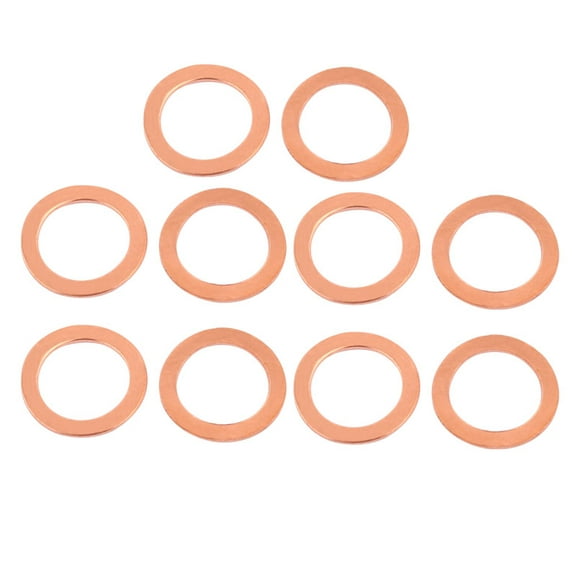 Unique Bargains 10pcs 20mm x 14mm x 1mm Flat Ring Copper Crush Washer Sealing Gasket Fastener