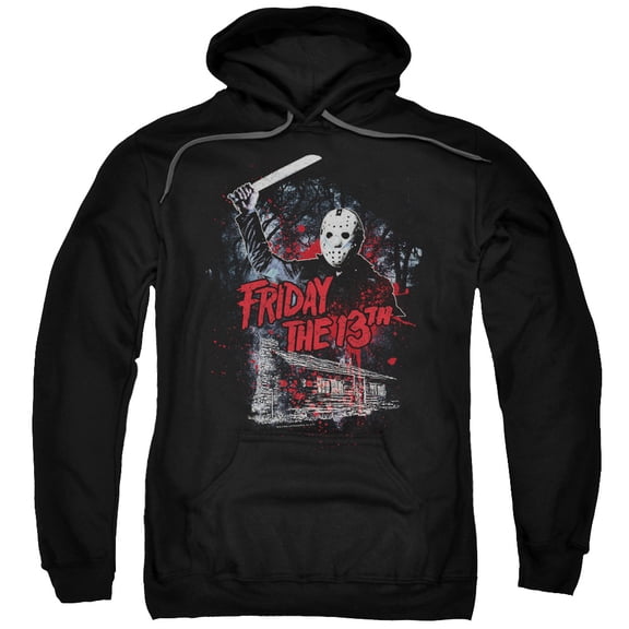 Trevco Sportswear WBM553-AFTH-1 Friday The 13th Cabin Adult Pullover Hoodie, Black - Small