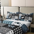 thumbnail image 4 of Rustic Bear Deer Duvet Cover Queen,Country Cabin Bedding Set for Kids Teens Blue Checkered Buffalo Plaid Comforter Cover Moose Woodland Wildlife Patchwork Quilt Cover Camping Tent Farmhouse Decor, 4 of 6
