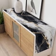 thumbnail image 4 of Marble Black Table Runner - 90 Inch Long, Kitchen Dining Table Runner Dresser Scarves, Abstract Gold White Brick Stone Motif Farmhouse Decor for Coffee Tables Wedding Party Banquet, 4 of 8