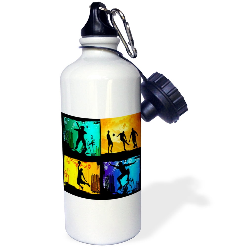 3dRose Skateboarding baseball basketball soccer, Sports Water Bottle, 21oz by 3dRose