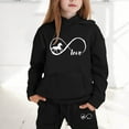 thumbnail image 2 of FYDUU Girls 2 Pieces Sweatsuits Cute Letter Print Pullover Hoodie Sweatshirt And Sweatpants Casual Two Piece Outfit For Toddler Kids Winter Clothes Leisure Sweatsuits, 2 of 4