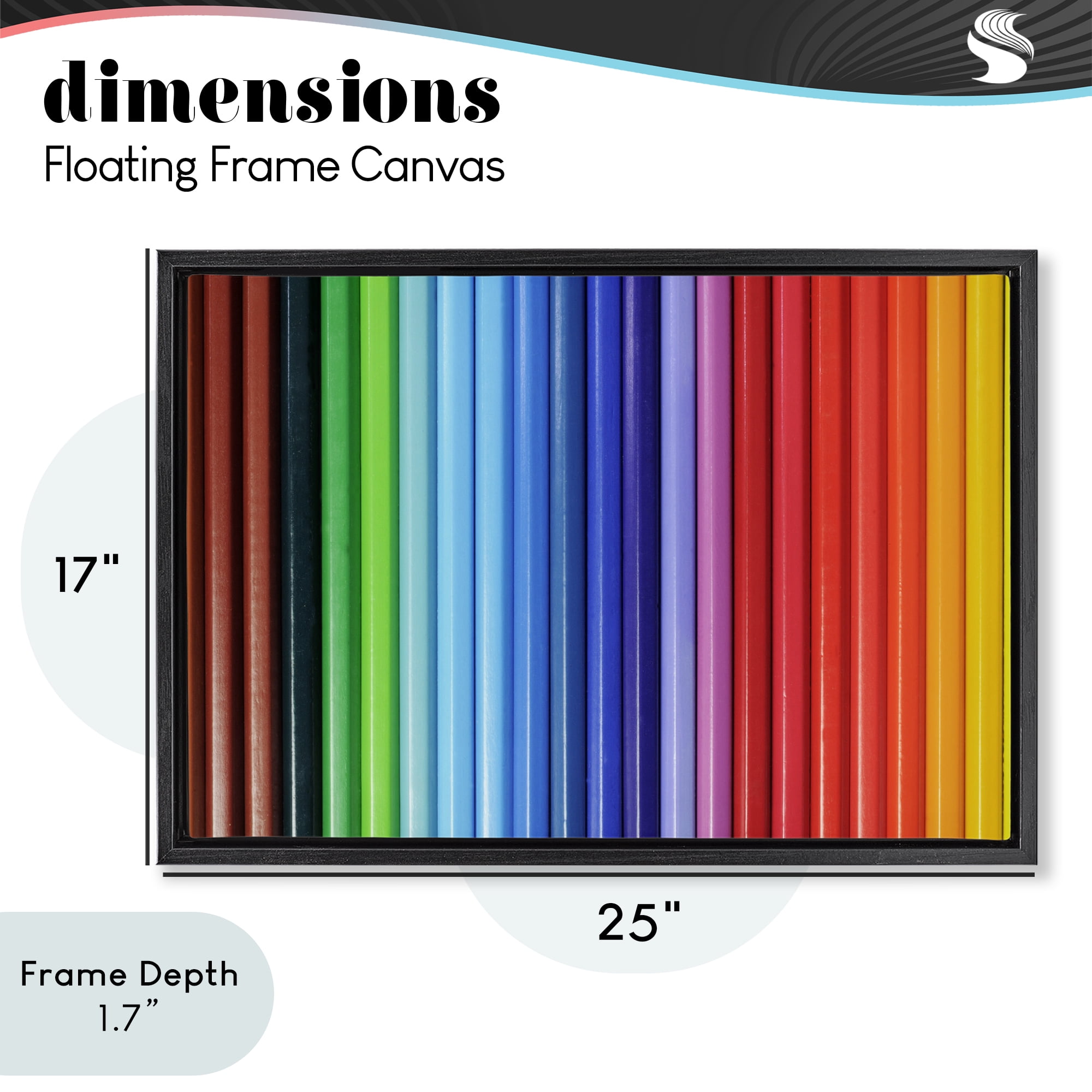 Stupell Industries Colored Pencil Lineup Black Framed Floater Canvas Wall Art, design by Tom Quartermaine