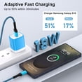 thumbnail image 5 of USB Fast Charger Block, 3PACK QC 18W Charging Block with 10FT USB C Cable Type C Cable Cord USB A to Usb C Cable, USB Wall Charger Plug Type C Charger Quick Android Charger USB Plug [Multicolor], 5 of 7