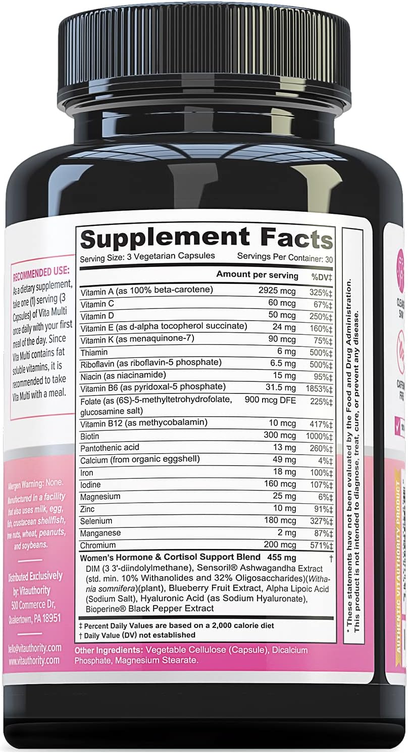 Vitauthority Vita Multi Daily Multivitamin for Women, Unflavored, 90 Capsules