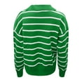 thumbnail image 5 of Arlun Polo Neck Fashion Striped Knit Sweatshirts for Womens Casual Long Sleeve V Neck Loose Fit Sweater Soft Comfortable Warm Slim Fall Knitted Pullover Tops Green L, 5 of 5
