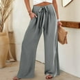 thumbnail image 2 of XUNKUSGA Wide Leg Pants Woman Fashion High Waist Bandage Flowy Casual Palazzo Pants for Women Loose Work Pants Women Classy Formal Business Casual Womens Trousers S-2XL Gray, 2 of 6