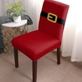 thumbnail image 2 of Dining Chair Slipcover, Merry Christmas Santa Claus Belt Red Stretch Kitchen Chair Covers Removable Parsons Chair Protector Covers for Dining Room Banquet Party, Set of 6, 2 of 6