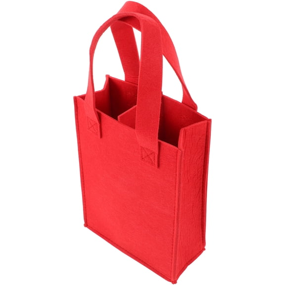 FENGGUIQU Red Felt Wine Carrier Tote Bag Durable Bottle Storage Bag with Handle for Red Wine