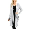thumbnail image 1 of J. METHOD Women's Open Front Long Sleeve Cardigan Casual Basic Lightweight Soft Sweater with Slouchy Pockets NEWJ1440 Heather Grey XL, 1 of 5
