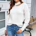thumbnail image 2 of Smupbvky Mock Neck Sweater for Women Front Cuts Drop Shoulder Pullover Trendy Winter Cute Cuffed Long Sleeve Tops (M, White), 2 of 8