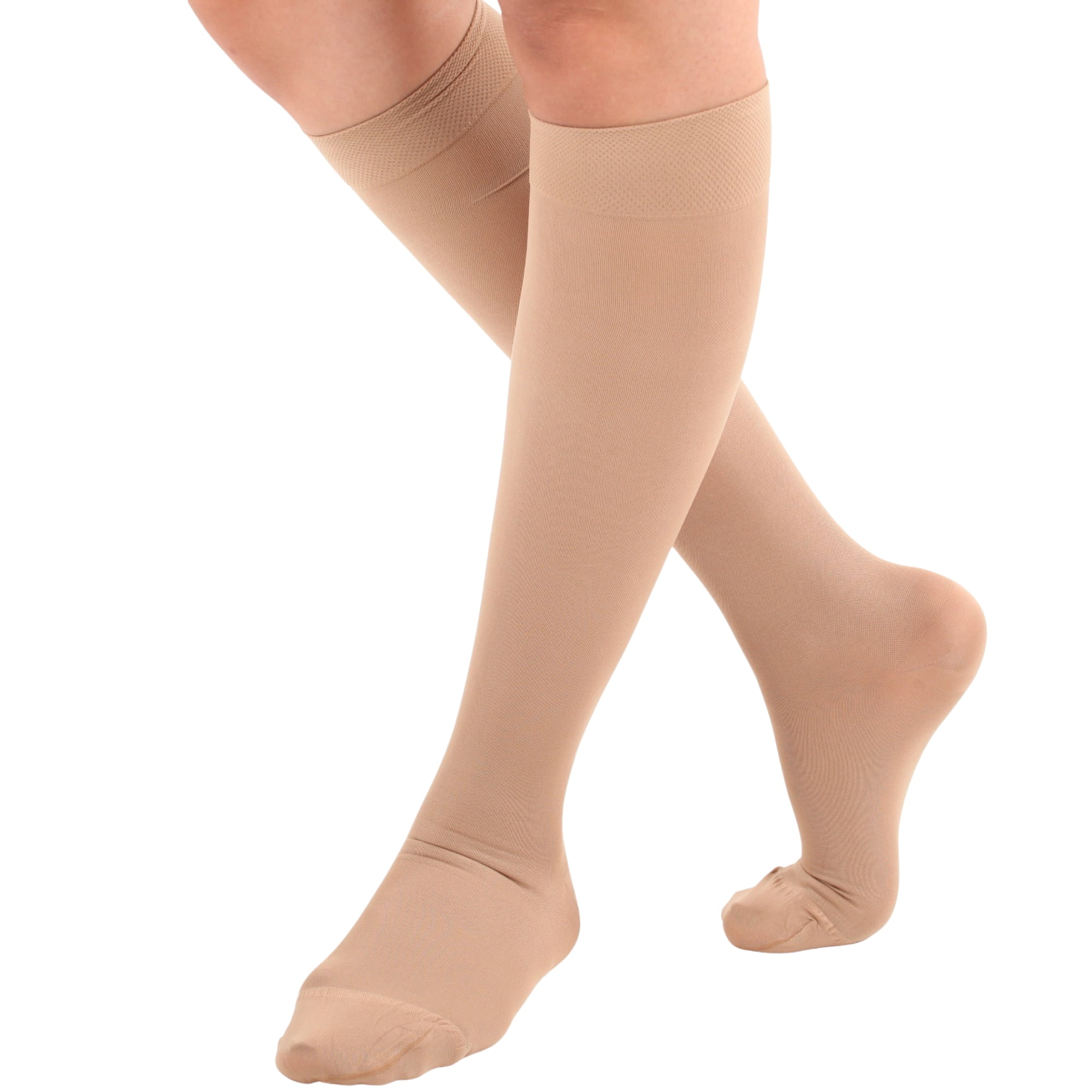 Made in USA Womens Compression Stockings 2030mmHg for Travel Beige