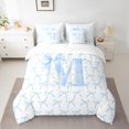 thumbnail image 2 of Erosebridal Ensemble de Literie Kawaii avec Nœud, Format Double, Ensemble de Lit avec Lettre Initiale, Décor Monogrammé, Réversible, Respirant, 7 Pcs, 2 of 5