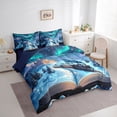 thumbnail image 2 of Castle Fairy Winter Castle Twin Bedding Sets 7-Piece for Kids, Northern Lights Bedding Comforter Set for Bedroom, Blue and Green,Navy Blue Reversible, 2 of 7