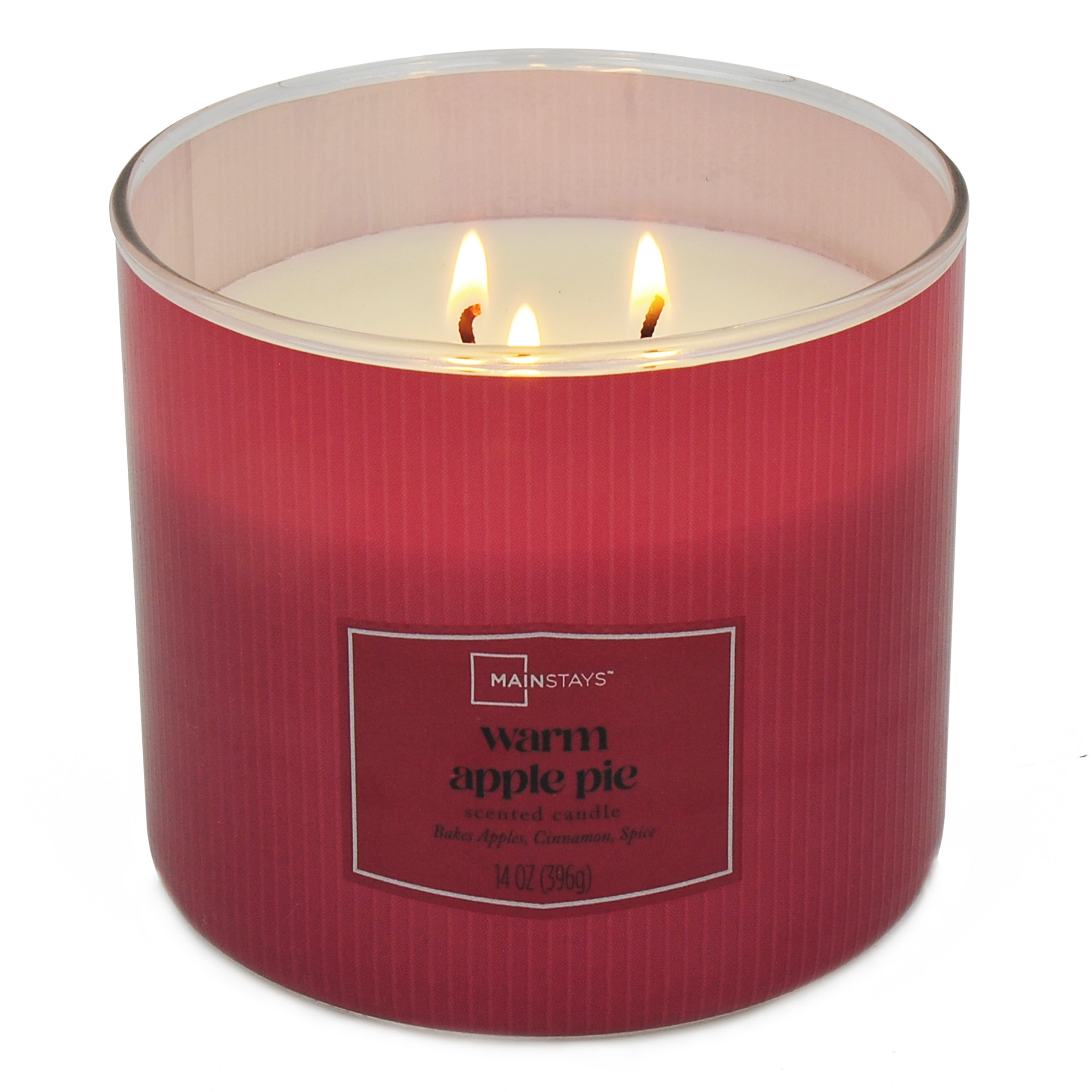 (4 pack) Mainstays Textured Wrapped Candle Warm Apple Pie, 14 Ounce
