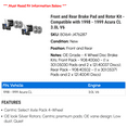 thumbnail image 2 of Front and Rear Brake Pad and Rotor Kit - Compatible with 1998 - 1999 Acura CL 3.0L V6, 2 of 2