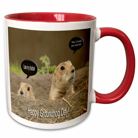

3dRose GroundHog I Saw my Shadow - Two Tone Red Mug 11-ounce