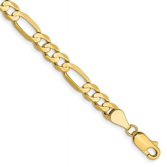 Primal Gold 14 Karat Yellow Gold 5.5mm Concave Open Figaro Chain