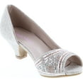 thumbnail image 7 of Bella Marie Girls Truly-5 Kids Sparkle Crystal Bling Open Toe Low Kitten Heel Pumps, 7 of 7