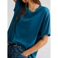 thumbnail image 3 of Yunliwuli Women's Fashion T-Shirt Casual Short Sleeve Round Neck Solid Color Loose Tops Summer Tunic, 3 of 8