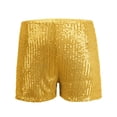 thumbnail image 4 of CIENVNSTG Women's Sequins Straight Leg Shorts Elastic High Waist Sparkly Glitter Bottoms for Themed Party Holiday Celebrations And Casual Fashion Wear Yellow Yellow S, 4 of 5