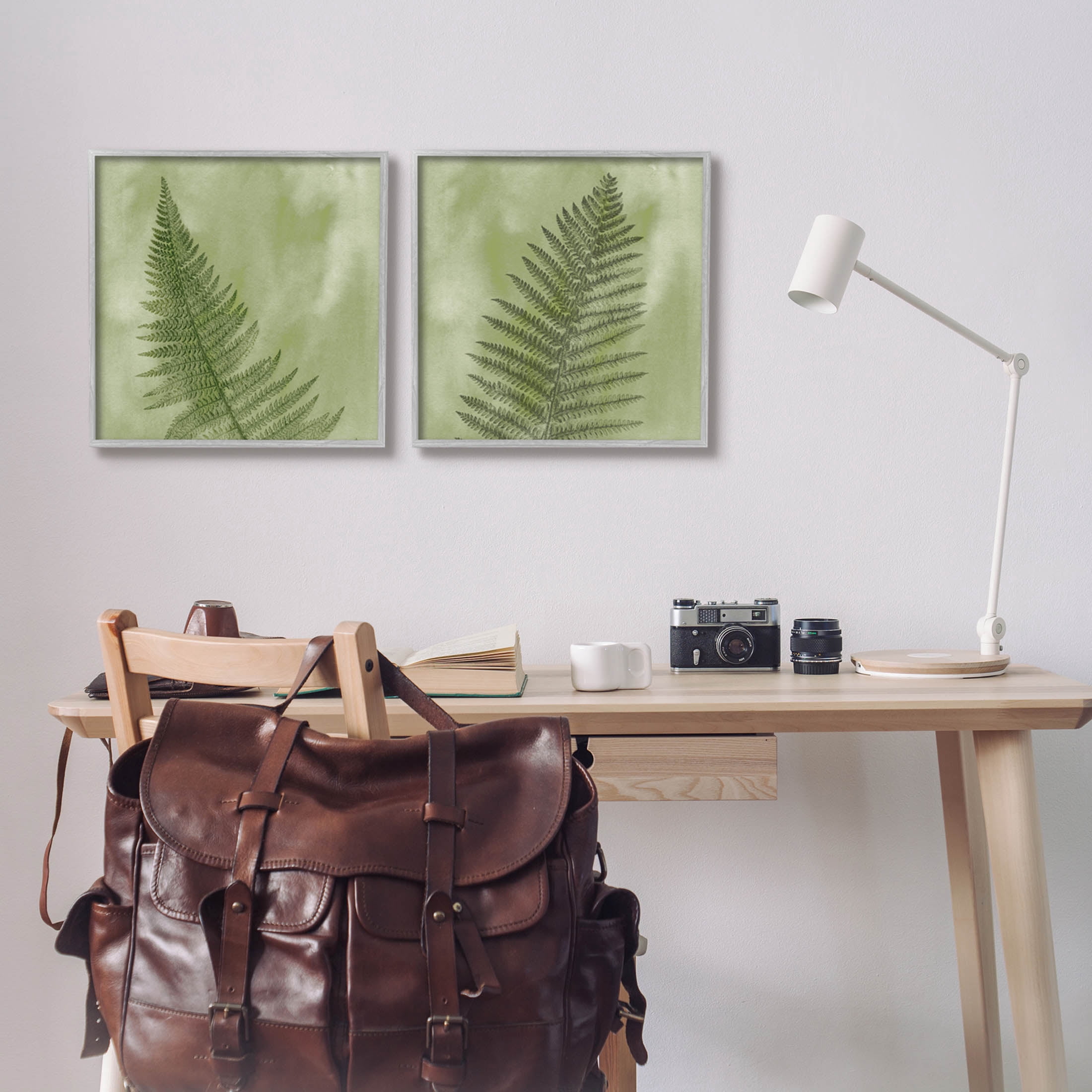 Fern Sprouts Forest Nature Leaves Botanical & Floral Graphic Art Gray Framed Art Print Wall Art, Set of 2