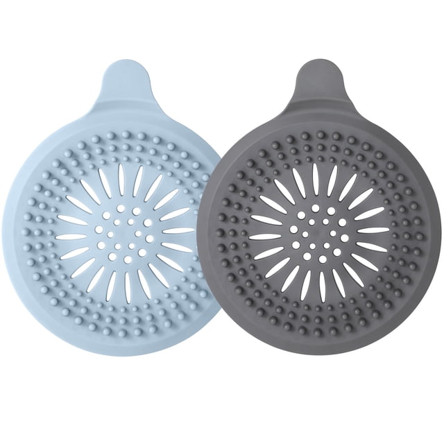 Tapón de silicona para el cabello, coladores, desagües para el baño, recogedor de cabello, fácil de instalar y limpiar, cubierta de drenaje de piso (2 piezas)
