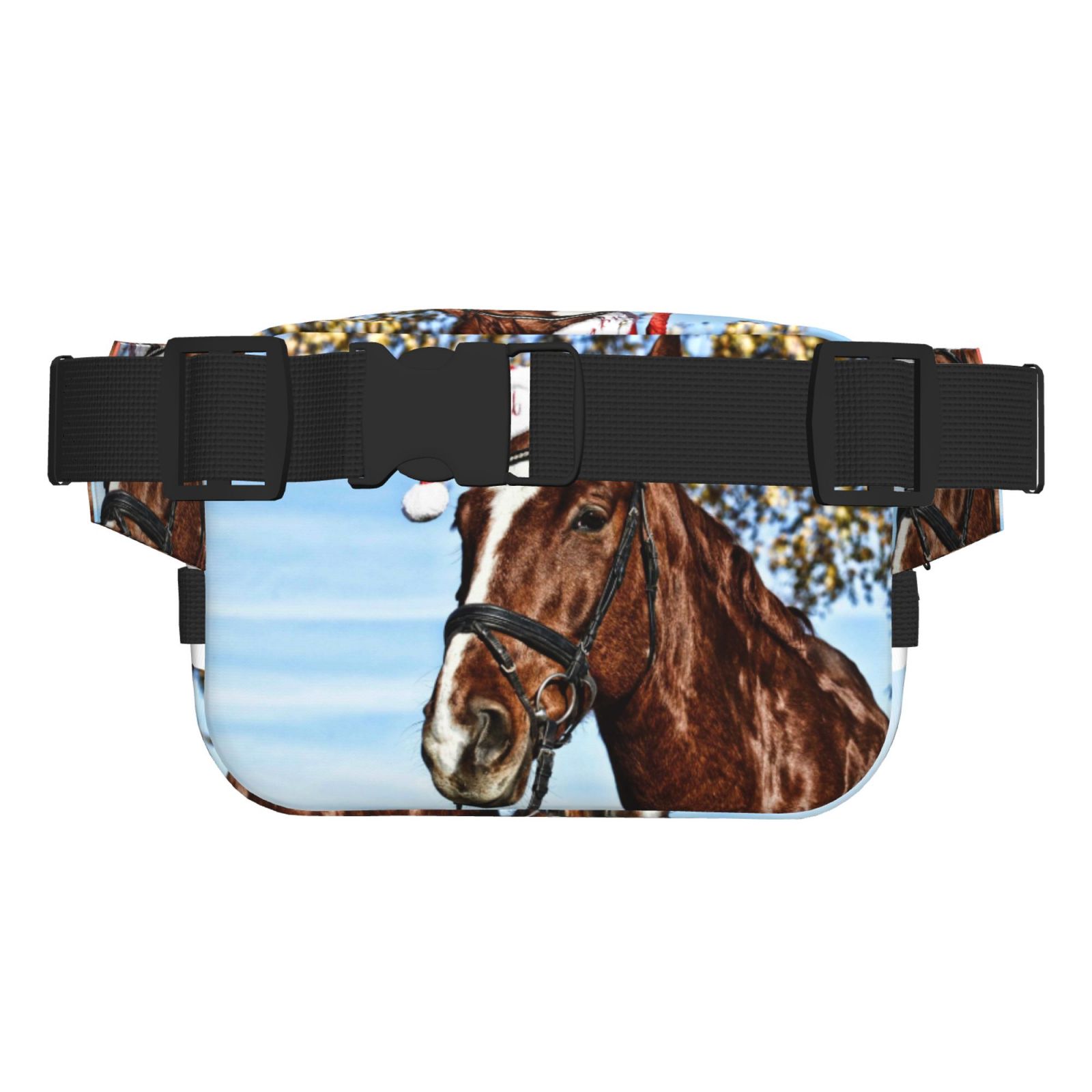 Hirioo Christmas Horse for Double Layer Waist Bag Adjustable Fanny Pack For Travel Running Hiking