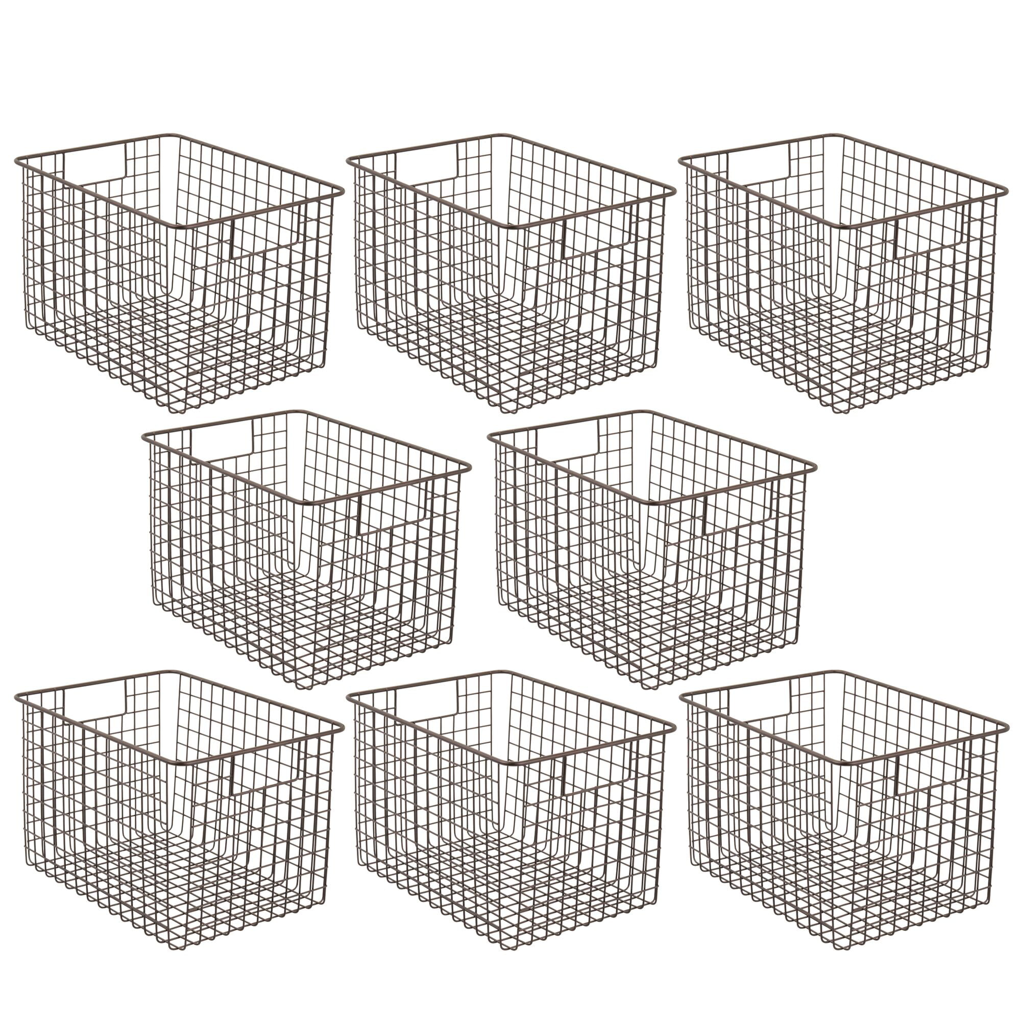 mDesign Metal Kitchen Food Drawer Organizer Basket with Handles Bronze 8 Pack