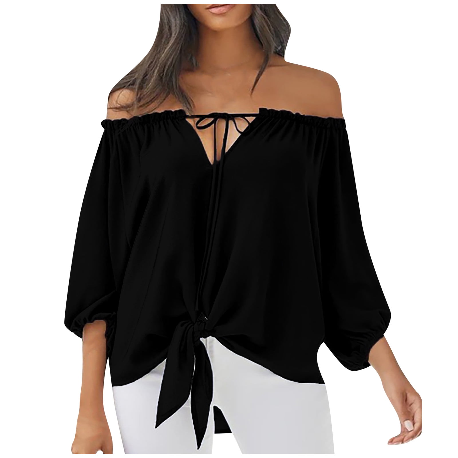 Womens Casual Half Sleeve One Shoulder 