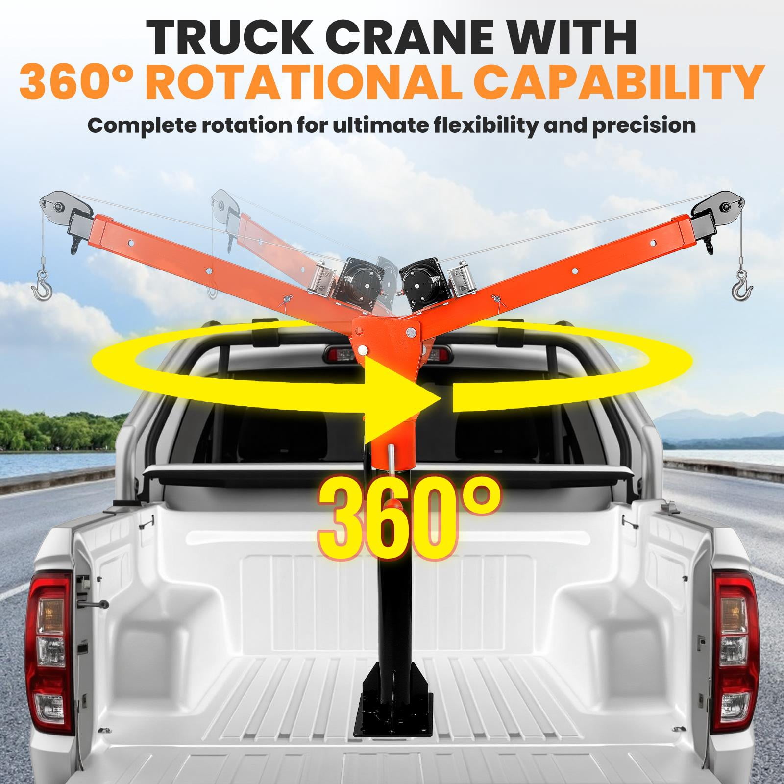 Muweixin Heavy Duty Single Arm Truck Crane, 12v Electric 2000lbs Capacity, Alloy Steel Adjustable Hoist for Outdoor Lifting, Vehicle Use
