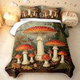 thumbnail image 2 of Homewish Bohemian Woodland Mushrooms Twin Quilt Set,Vintage Fungus Plant Twin Coverlet Set,Light Gray Reversible,2pcs, 2 of 7
