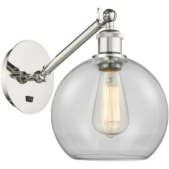 317-1W-PN-G122-8-LED-Innovations Lighting-Athens - 1 Light Wall Sconce In Industrial Style-12.38 Inches Tall and 8 Inches Wide Polished Nickel Clear