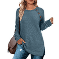 thumbnail image 5 of SOMER Fall Sweaters for Women Pullover Long Sleeve Crewneck Button Detail Casual Cozy Oversized Women Sweaters Ribbed Knit Lightweight,2025 Blue, 5 of 6