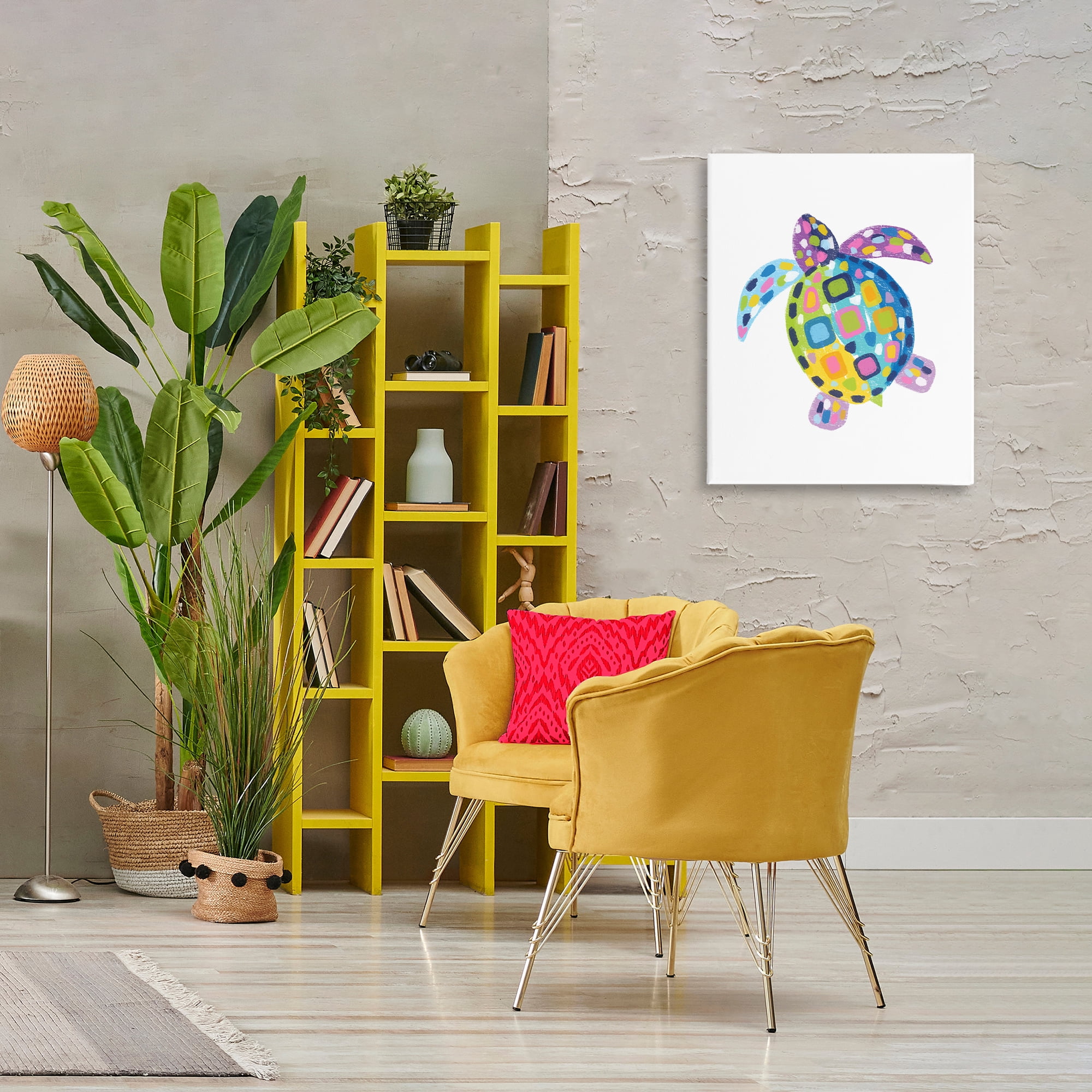 Stupell Industries Mosaic Patterned Turtle Animals & Insects Painting Gallery Wrapped Canvas Art Print Wall Art, 24 x 30
