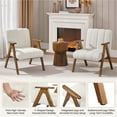 thumbnail image 3 of Yaheetech Mid Century Modern Boucle Upholstered Accent Chair with Solid Wood Legs, White, 3 of 8