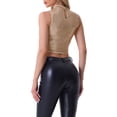 thumbnail image 3 of TOP CROP METÁLICO INSPIRE CHIC SIN MANGAS PARA MUJER, TOPS DE SECUINAS BRILLANTES DE NAVIDAD, COLOR ROSA DORADO, 3 of 6