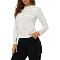 thumbnail image 4 of INSPIRE CHIC T-Shirts en Velours pour Femmes Col Rond Manches Longues Décontracté S Blanc, 4 of 7