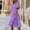 Purple, variant on Ayolanni Geometric Print Women Summer Dresses Puff Sleeve 3/4 Sleeve V-Neck Hawaii Maxi Shift Dress Ruched Knee Length Beach Vacation Boho Sundress Pink L