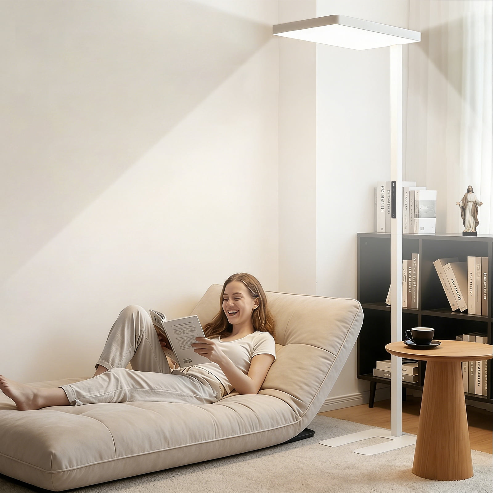 8000LM LED Floor Lamp, 100W Eye-Caring Reading Standing Light, 4000K Dimmable Natural Daylight Modern Tall Reading Lamp for Home Office, Study Room, Living Room, Bedroom, Touch Control