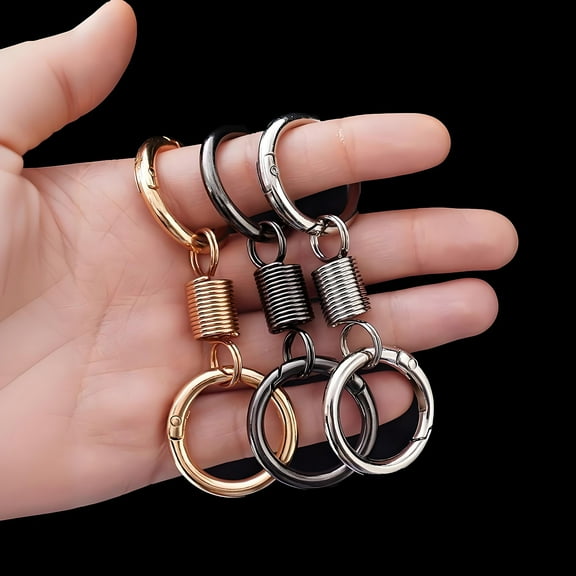 Taotanxi Spring Double Ring Keychain, Nordic Retro Spring Double Ring Key Chain Detachable Key Clip Zinc Alloy Dual Key Ring Holder Spring Shaped Keychain Accessories for Various Keys