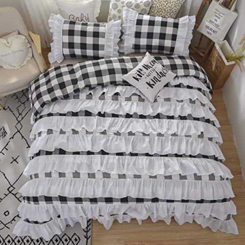 TEALP Bridal Farmhouse Bedding Set Shabby Cover Style with Buffalo