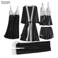 thumbnail image 2 of 5Pcs Sexy Women Pajamas Sets Ladies Satin Lace Trousers Shorts Nightdress Robe Pajamas Lingerie, 2 of 2